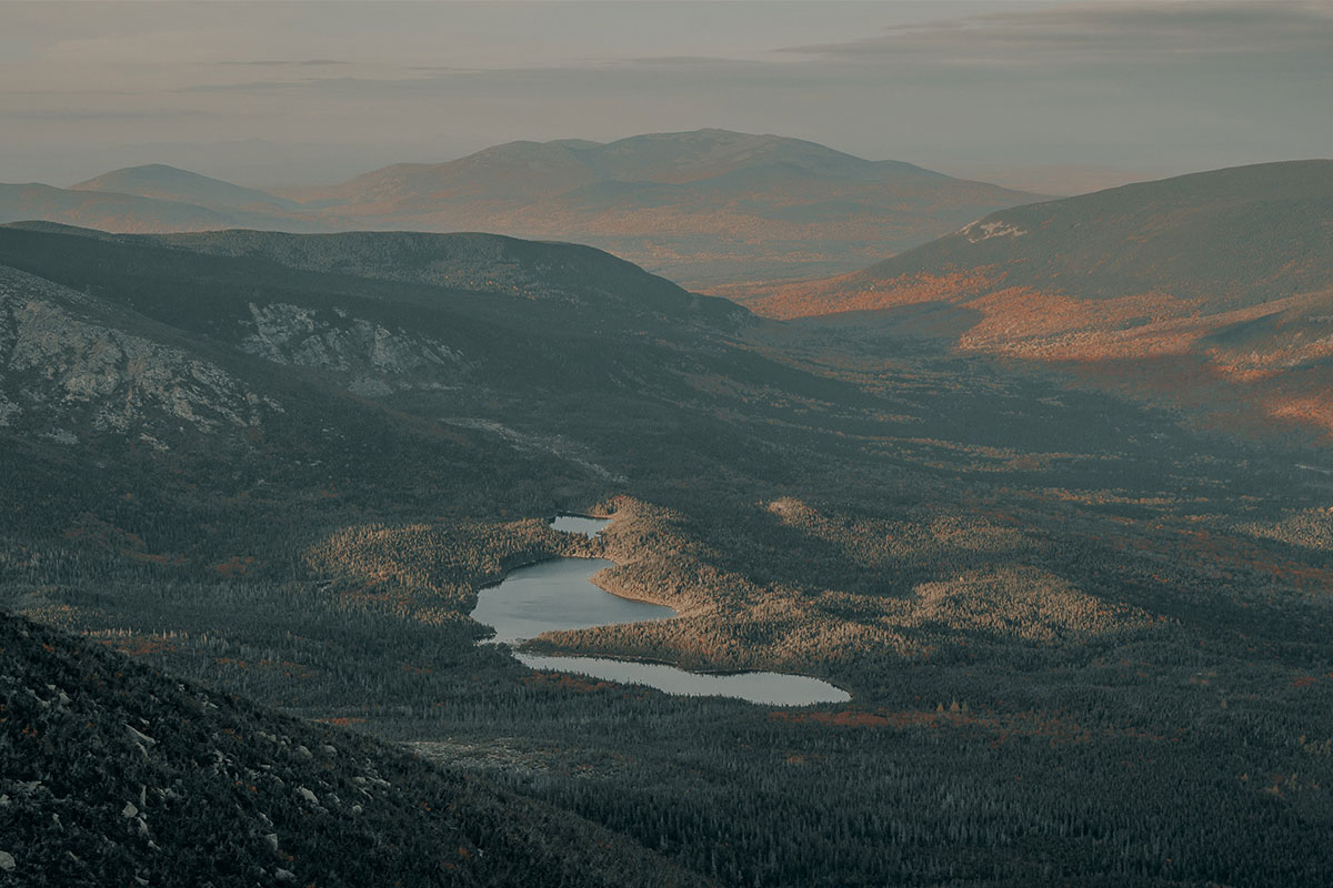 Aerial View of Mountains and Lake in Baxter State Park, Maine