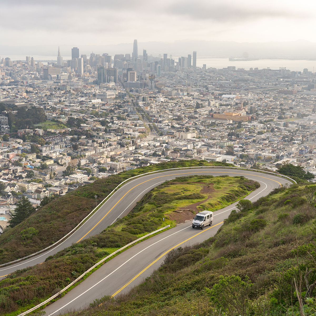 Moterra California Sprinter Van Rental Driving the Hills Above San Francisco